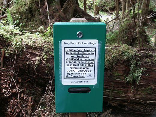 sitka-dog-poop.jpg - Dogs are welcome throughout the Tongass National Forest but here at Starrgavin campground, outside Sitka, they are serious about you picking up after your pup.