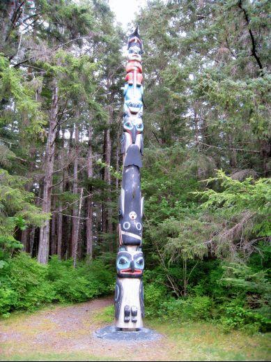 sitka-totem_pole_trail_sitka_natl_hist_park.jpg - Besides being a museum, the Sitka National Historical Park provides space to Native People to practice their art.  Here is a totem carved by one of the artisans in residence.