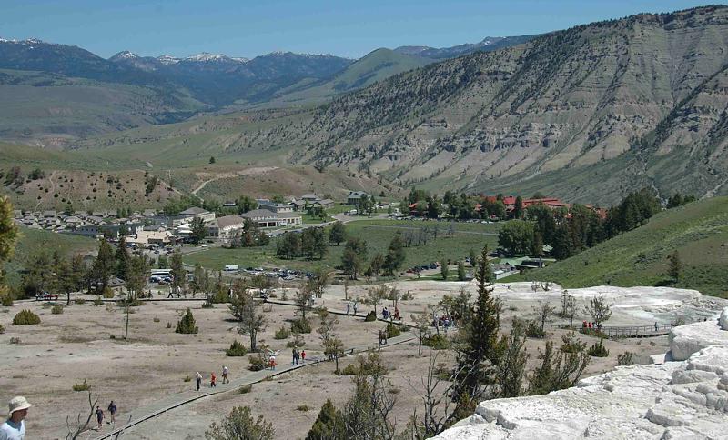 03-view_mammoth_community.jpg - Another view of Mammoth Hot Springs community from the Upper Terrace Area.