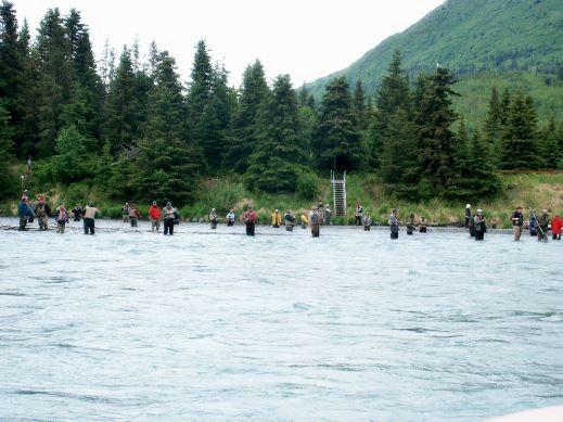 chug21.jpg - There they are, anglers almost elbow-to-elbow trying to catch a salmon (before the bears do)
