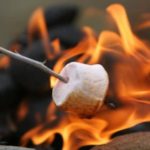 Building a campfire and eating well
